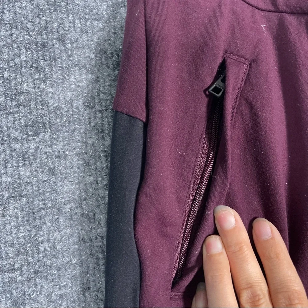 Athleta Womens Medium Burgundy Black Side Stripe Metro Track Jogger Pant Pull On - Picture 2 of 8